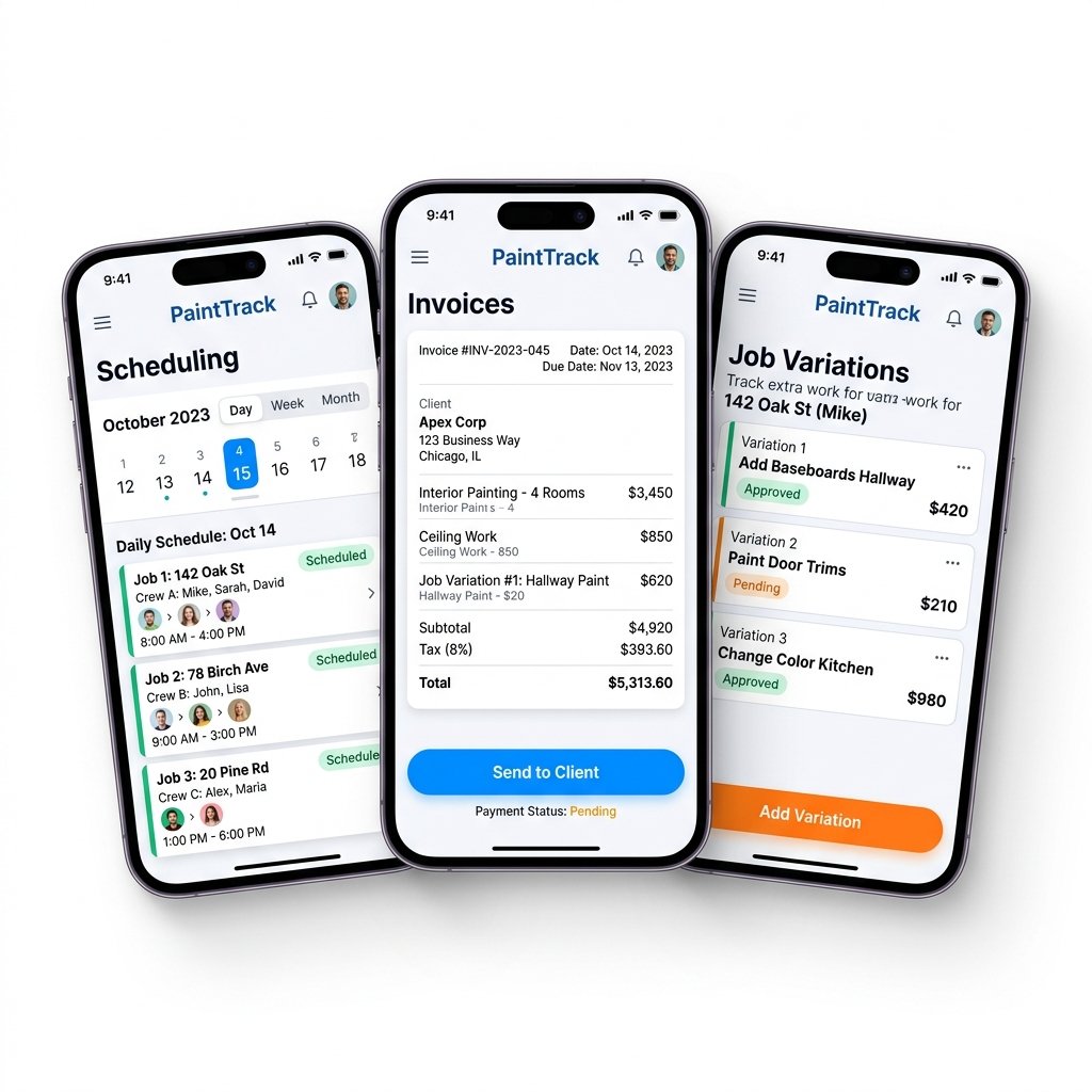PaintTrack Mobile App Interfaces
